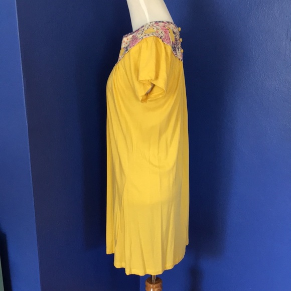 Buttercup Yellow Pink Blue Floral Patchwork Tunic Dress Hippie Boho Festival Y2K - Picture 4 of 12